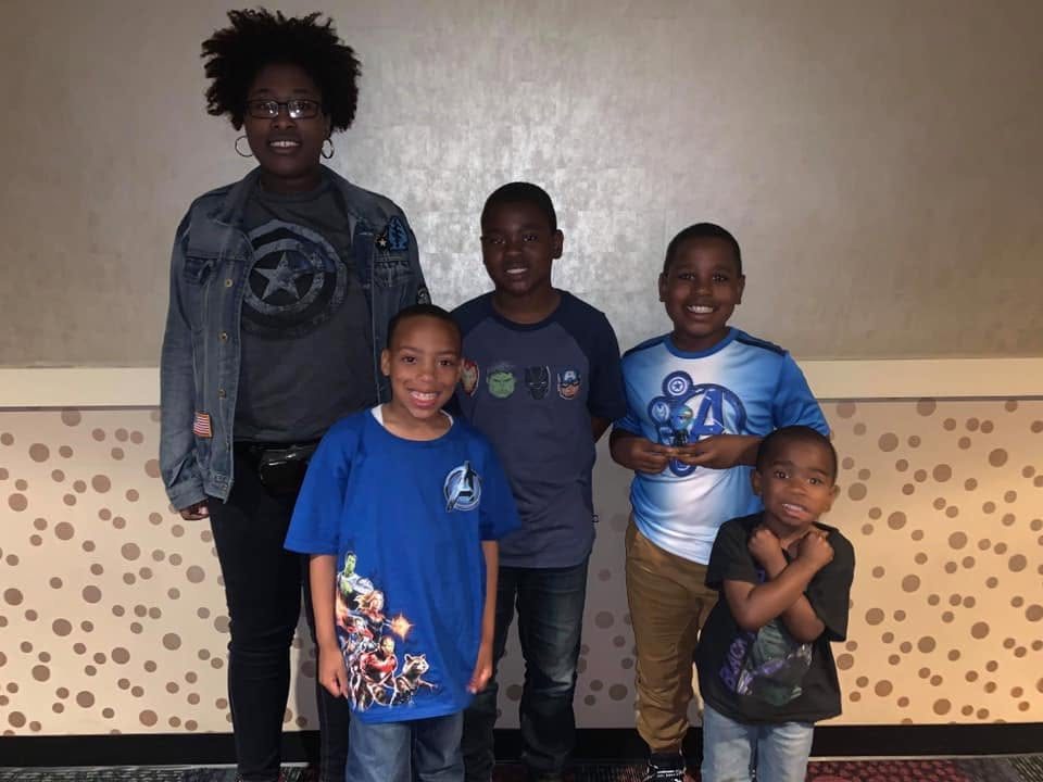A group of families at the 2019 movie-night gathering